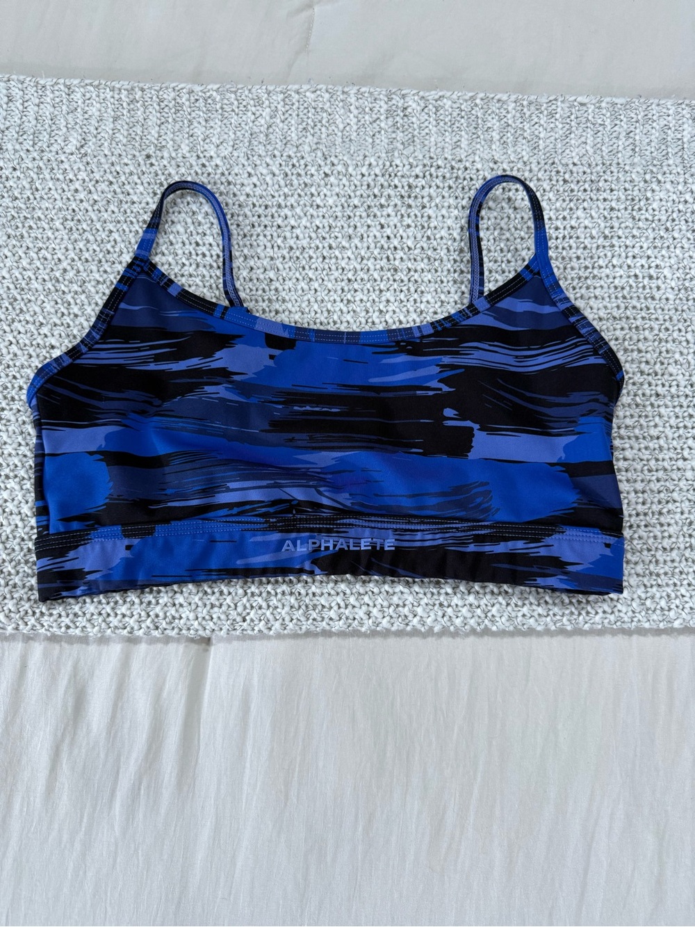 Alphalete Cobalt & Black Brushstroke Sports Bra